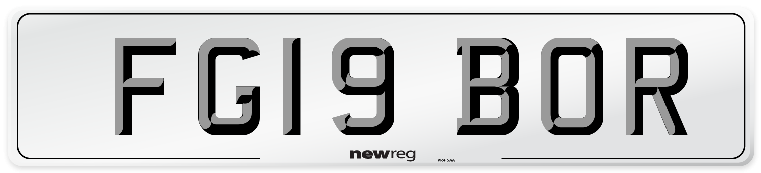 FG19 BOR Number Plate from New Reg